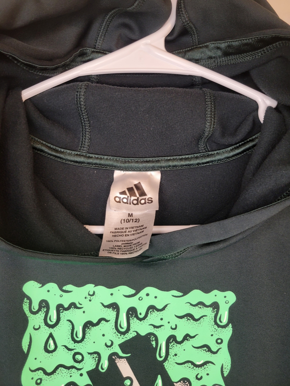 Adidas Hoodie with Drip Logo in Charcoal and Neon Green - Picture 3 of 6